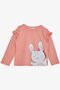 Girls' Long Sleeve T-Shirt with Cute Bunny Print and Ruffle on Shoulder, Ages 1-4, Salmon