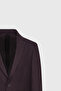 Men's Burgundy Wool Slim Fit Slim Fit Mono Collar Bag Pocket Jacket - 7