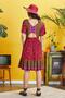 Cut Out Detailed Flounced Patterned Half Sleeve Bohemian Dress - 5