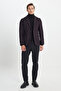 Men's Burgundy Wool Slim Fit Slim Fit Mono Collar Bag Pocket Jacket - 2