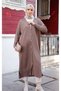 Women's Mercerized Button Detailed Full Length Knitwear Cardigan Sütlükbrown - 7