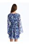 Double Breasted Collar Patterned Long Sleeve Women's Dress - 4