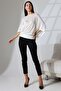 Bogota Women's Openwork Jacquard Relaxed Fit Paneled Batwing Sleeve Blouse & Jersey Blouse - Ecru - 3