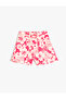 Floral Linen Shorts Lacing Double Breasted Detailed Comfortable Fit