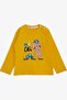 Baby Boy Long Sleeve T-Shirt with Teddy Bear Printed Text Embroidery 9 Months-3 Years, Yellow - 6