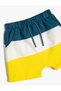 Shorts Tie Waist Color Block Pocket Cotton - 3