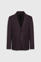 Men's Burgundy Wool Slim Fit Slim Fit Mono Collar Bag Pocket Jacket - 6