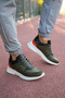 Men's Khaki Orange Lace-up Sneakers0012420