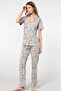 3395 Women's Short Sleeve Shirt Pajama Set-Grey