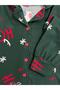 Mother Daughter Button down Shirt Collar Green Long Sleeve Suede Pajama Set - 3