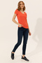 Women's Red V-Neck Basic T-Shirt 50246286-Vr213 - 4