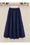 Gabardine Skirt with Elastic Waist and Double Pockets
