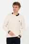 Men's Cream Melange Crew Neck Knitwear Sweater 50253857-Vr159 - 4