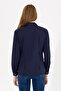 Women's Navy Blue Long Sleeve Basic Shirt 50256721 -Vr033 - 5