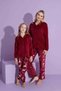 Trend Model Velvet Mother/Daughter Pajamas Set - Buttons, Burgundy Deer 2800