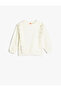 Ruffle Sweatshirt Rose Gold Crew Neck Cotton