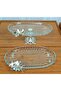 Set of 2 Pasabahce Crystal Metal Legs Silver Oval Plain Cake Presentation Cookie Holder - 2