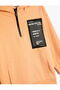 Hooded Sweatshirt Kangaroo Pocket Half Zipper Print Detailed Cotton - 3