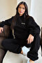 Black Fetch Tracksuit Set - Printed Oversized Hooded Brushed Inside