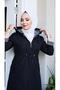معطف أسود مخطط كامل الطول - 3