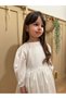 Ecru German Velvet Fabric Baby Girl Dress - 3