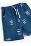 Fish Printed Linen Shorts - With Waist Tie and Pockets - 3