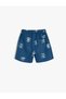 Fish Printed Linen Shorts - With Waist Tie and Pockets - 2
