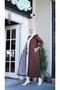 Brown Full Length Striped Trench Coat - 2