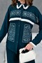 Women's Front Embroidered Stripe Tassel Detailed Knitwear Shirt and Trousers Bottom Top Set - 3