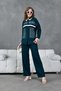 Women's Front Embroidered Stripe Tassel Detailed Knitwear Shirt and Trousers Bottom Top Set - 6