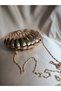 Women's Gold Metal Oyster Seashell Model Evening Dress and Special Occasion Portfolio Chain Strap Bag - 4