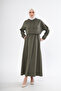 Women's 2 Thread Long Dress with Drawstring Waist, Hood and Pockets - 3