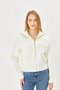 Women's Steel Knit Zippered Knitwear Coat Women's Coat 4309 Ecru - 4