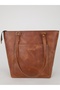 Brown Tote Genuine Leather Women's Shopping Shoulder Bag - 6