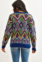 Women's Navy Blue Kilim Pattern Knitwear Sweater Kzk-19000869 - 6