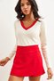 Women's Ecru Red Collar Detailed Ribbed Lycra Blouse Blz- 19002746 - 4