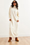 Women's Ecru Openable Collar Button Detailed Maxi Knitwear Dress Elb- 19002288 - 6