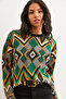 Women's Black Kilim Pattern Knitwear Sweater Kzk-19000869