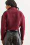 Women's Burgundy Stand Collar Zippered Embroidered Crop Thick Sweatshirt Swt-19000696 - 7