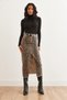 Women's Leopard Gabardine Skirt with Stone Pockets and Slits Etk-19000285 - 7