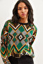 Women's Black Kilim Pattern Knitwear Sweater Kzk-19000869 - 3