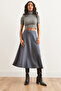 Women's Smoked Soft Textured Modal Effect Bell Skirt Etk- 19000282 - 3