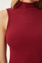 Women's Claret Red Turtleneck Cotton Knitted Blouse GT00004 - 5