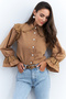 Women's Camel Bebe Collar Lace Shirt Mqs1839 - 4