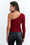 Women's Burgundy Stone Single Sleeve Crop Blouse Hol2 - 6