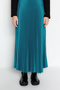 Emerald Green Pleated Maxi Stretchy Knit Skirt TWOSS24ET00041 - 5