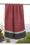 Red and White Striped Patterned Cotton Tassel Peshtemal-Beach Towel-Bath Towel (95X220 cm) - 2