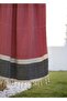Red and White Striped Patterned Cotton Tassel Peshtemal-Beach Towel-Bath Towel (95X220 cm) - 3