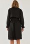 Women's Black Front Aller Detailed Double-Breasted Trench Coat 8118 60451015 - 4