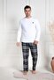 Long Sleeve Plaid Winter Cotton Oversize Men's Bottom-Top Pajamas Set